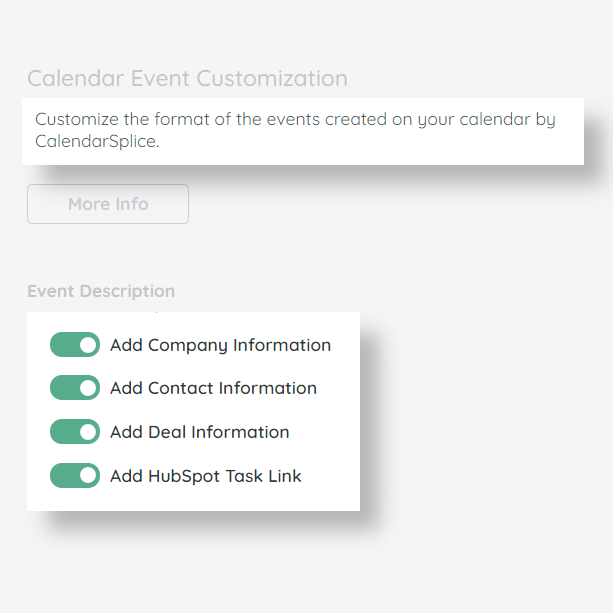 Customize calendar events with important contact and deal info